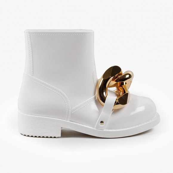 JW Anderson White Rubber Chain Embellished Ankle Boots - Picture 4 of 10